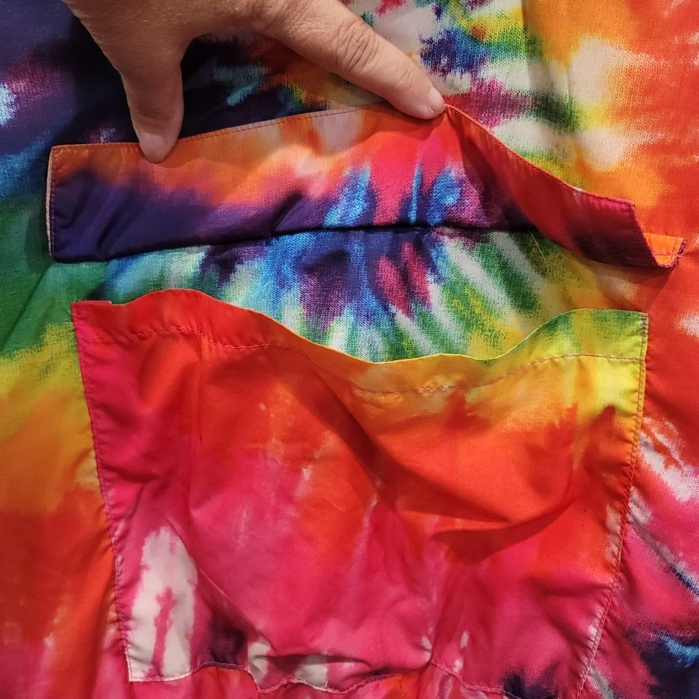Boys XS Forever 21 Rainbow Tie Dye Front Pouch Pullover Windbreaker